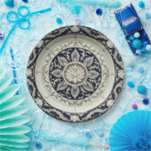 ロイヤルブルーの野生の花の花モチーフ セラミック ウェディング ペーパープレート (パーティー)