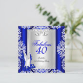 ロイヤルブルーの40歳の誕生日パーティー用シューズ 招待状 (スタンド正面)
