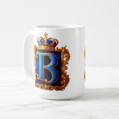 ロイヤルブルーのBモノグラム コーヒーマグカップ (正面左)