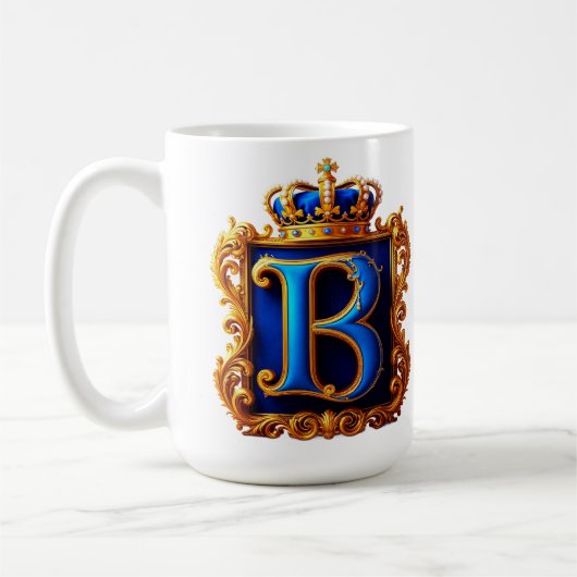 ロイヤルブルーのBモノグラム コーヒーマグカップ (左)