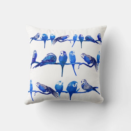 ロイヤルブルーのBudgieの鳥のオウムのクッションの枕 クッション (裏面)
