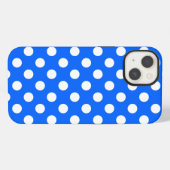 ロイヤルブルーのCase-Mate iPhoneケースに白い水玉 iPhoneケース (裏面横)