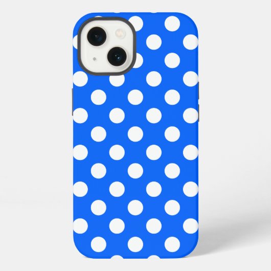 ロイヤルブルーのCase-Mate iPhoneケースに白い水玉 iPhoneケース (裏面)