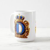 ロイヤルブルーのDのモノグラム コーヒーマグカップ (正面左)
