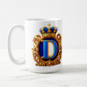 ロイヤルブルーのDのモノグラム コーヒーマグカップ (左)