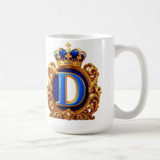 ロイヤルブルーのDのモノグラム コーヒーマグカップ (右)