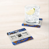 ロイヤルブルーを基調とした現代的で抽象的なデザイン スクエアペーパーコースター (インサイチュ)