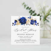 ロイヤルブルーイエローゴールドメタリック ブライダルシャワー 招待状 (スタンド正面)