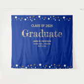 ロイヤルブルーゴールドの卒業式背景　２０２４年度卒業生 タペストリー (正面(横))