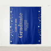 ロイヤルブルーゴールドの卒業式背景　２０２４年度卒業生 タペストリー (正面)