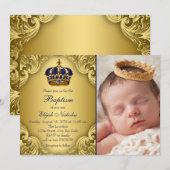 ロイヤルブルーゴールドプリンス王冠洗礼 招待状 (正面/裏面)