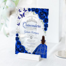 ロイヤルブルーシルバーフローラル quinceanera