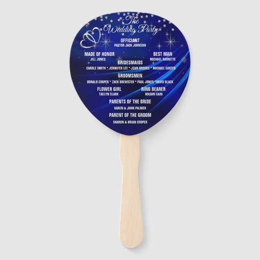 ロイヤルブルーダイヤモンド＆ハート ウェディングプログラム扇風機 ハンドファン (裏面)