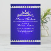 ロイヤルブルーティアラ スイート16 誕生日招待状 招待状 (スタンド正面)