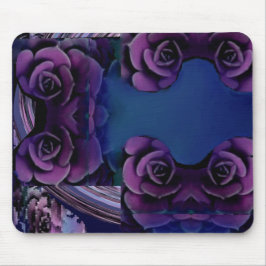 ロイヤルブルーパターンの紫色のバラ マウスパッド