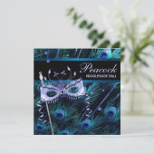 ロイヤルブルーパープルペコックマスカレードパーティー 招待状 (スタンド正面)