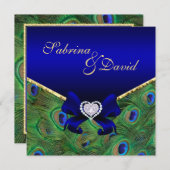 ロイヤルブルーピーコックの結婚式招待状 招待状 (正面/裏面)