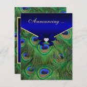 ロイヤルブルーピーコックエンゲージメントアナウンスメント 案内状 (正面/裏面)