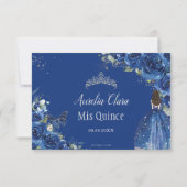 ロイヤルブルーフローラルプリンセスガウンシルバーキンセアニラ 出欠カード (裏面)