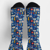 ロイヤルブルーメディカルプリントアスレチック ソックス (上部)