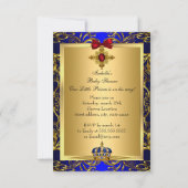 ロイヤルブルーレッドリトルプリンスクラウンベイビーシャワー 招待状 (裏面)