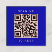ロイヤルブルーローズゴールド結婚式QRコードRSVP エンクロージャーカード (裏面)