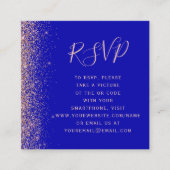 ロイヤルブルーローズゴールド結婚式QRコードRSVP エンクロージャーカード (正面)