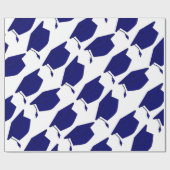 ロイヤルブルー及び白の卒業の包装紙 ラッピングペーパー (フラット)