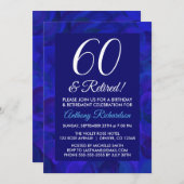 ロイヤルブルー60歳と引退のお祝いパーティー 招待状 (正面/裏面)