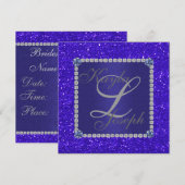 ロイヤルブルー クリスタル ウェディング インビテーション (正面/裏面)