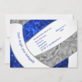 ロイヤルブルー グレー ガーリー バレーボール 誕生日パーティー 招待状 (裏面)