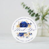 ロイヤルブルー ゴールドの結婚式用チャージャープレート挿入カード 招待状 (スタンド正面)