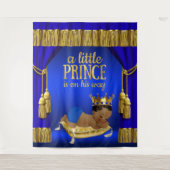 ロイヤルブルー ゴールド エスニック プリンス ベイビーシャワー 背景 タペストリー (正面)