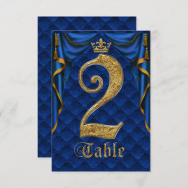 ロイヤルブルー ゴールド クラウン ウェディング テーブル ナンバー 2 招待状