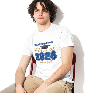 ロイヤルブルー ゴールド クラスオブ2026 オーダーメイド 卒業生 Tシャツ