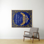 ロイヤルブルー ゴールド プリンス ベイビーシャワー 背景 タペストリー (インサイチュ(横))