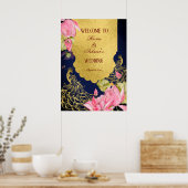 ロイヤルブルー ゴールド ペアック ロータス インド ウェルカム サイン (キッチン)