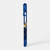 ロイヤルブルー ゴールド マーブル 高級 おしゃれ iPhone 16 C 16ケース (左側面)
