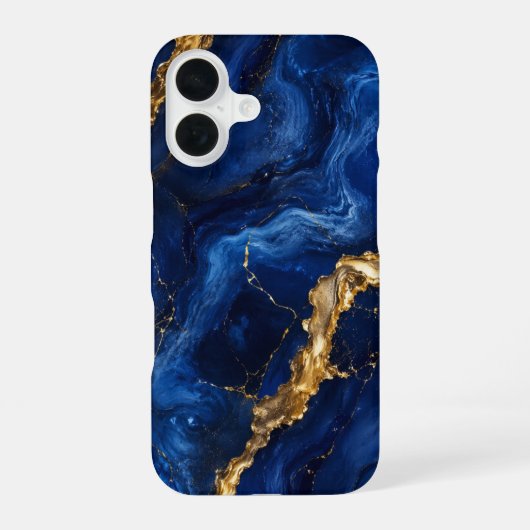 ロイヤルブルー ゴールド マーブル 高級 おしゃれ iPhone 16 C 16ケース (裏面)