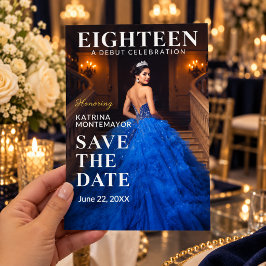 ロイヤルブルー ゴールド 18歳の誕生日 Save the Date