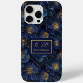 ロイヤルブルー ゴールド iPhoneケース 高級感あるモノグラム フラワー Case-Mate iPhoneケース (裏面)
