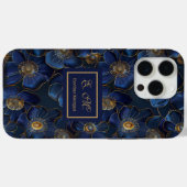 ロイヤルブルー ゴールド iPhoneケース 高級感あるモノグラム フラワー Case-Mate iPhoneケース (裏面 (横))