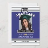 ロイヤルブルー シルバー エレガント フォト 卒業パーティー 招待状 (正面)