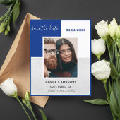 ロイヤルブルー シルバー フォト ウェディング セーブ・ザ・デート