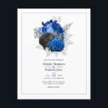 ロイヤルブルー、ブラック、シルバーの花柄のウェディング チラシ<br><div class="desc">ロイヤルブルー、ブラック、シルバーアクセントのラスティックビンテージ水彩花柄のウェディング招待状で、イベントの詳細に合わせて迅速かつ簡単にカスタマイズできます。あらゆるテーマやガーデンウェディングに最適です。封筒は付属していません。封筒付きの厚い招待状や、同テーマの商品をご希望の場合は、以下のコレクションをご覧ください。</div>