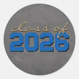 ロイヤルブルー＆ブロンズ チョークボード 卒業ステッカー ラウンドシール