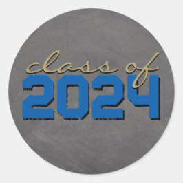 ロイヤルブルー＆ブロンズ チョークボード 卒業ステッカー ラウンドシール