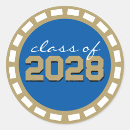 ロイヤルブルー & ブロンズ フィルムストリップ 卒業 ラウンドシール