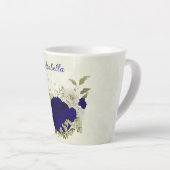 ロイヤルブルー ベージュ 花柄 カフェラテマグ (右アングル)