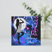 ロイヤルブルー・ホットピンク 21歳の誕生日パーティー 招待状 (スタンド正面)